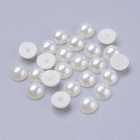 Half Round Domed Imitated Pearl Acrylic Cabochons OACR-H001-1-1