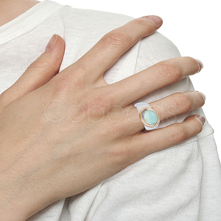 1Pc Oval Brass Cat Eye Finger Rings RJEW-LP0008-25-1