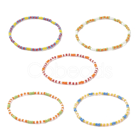 Glass Beaded Stretch Bracelets BJEW-JB09095-1