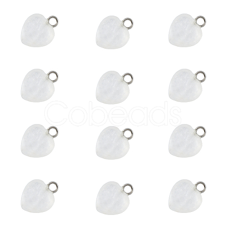 12Pcs Natural Quartz Crystal Heart Charms G-FI0001-29-1