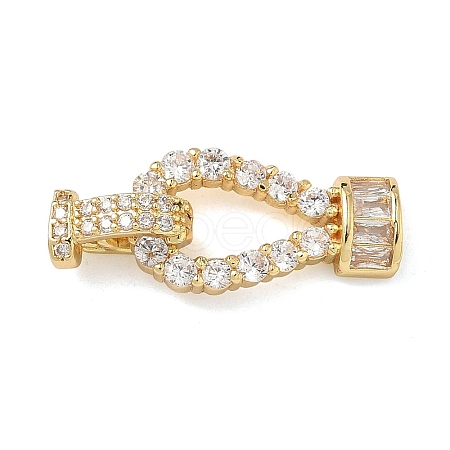 Brass Micro Pave Clear Cubic Zirconia Fold Over Clasps KK-U059-60G-1