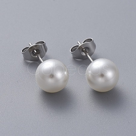 Plastic Imitation Pearl Stud Earrings LS-STAS-D0001-03-P-1