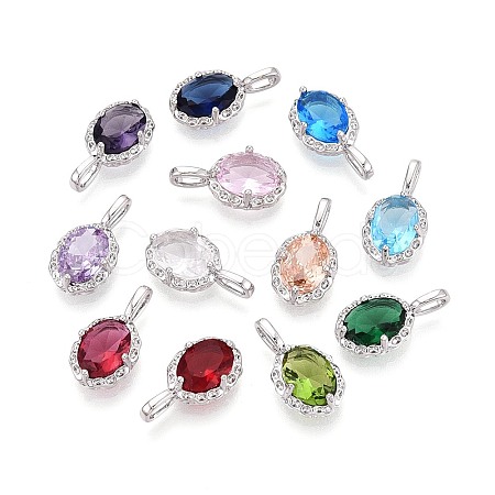 Brass with Cubic Zirconia Pendants KK-T073-34P-1