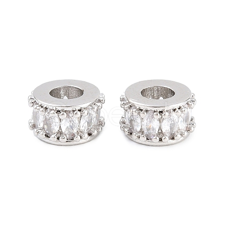 Brass Micro Pave Clear Cubic Zirconia European Beads KK-B186-17P-1