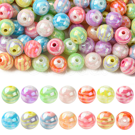 100Pcs 2 Styles AB Color Plated Acrylic Beads SACR-YW0002-05-1