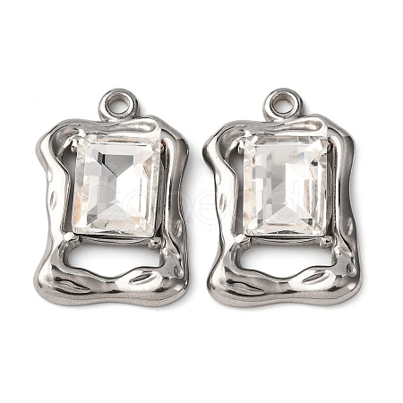 304 Stainless Steel Glass Pendants STAS-P406-01P-1
