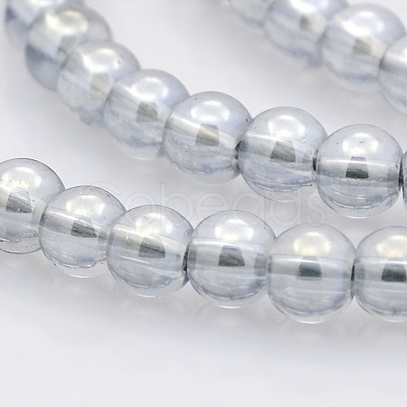 Pearl Luster Plated Glass Round Beads Strands GLAA-A025-6mm-PL02-1