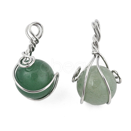 Natural Green Aventurine Pendants G-N333-013B-1