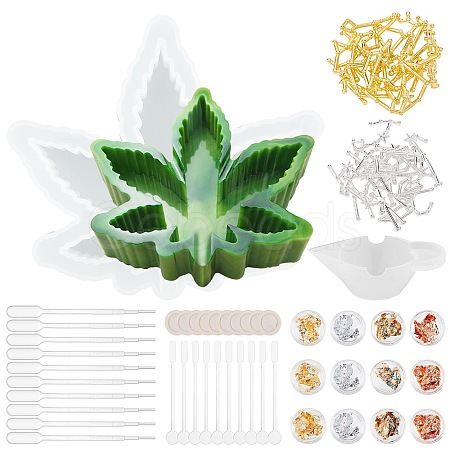 DIY Pot Leaf Ashtray Silicone Molds Kits DIY-OC0003-53-1