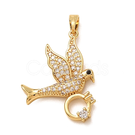 Brass Micro Pave Clear Cubic Zirconia Pendants CU-CBA97F2-08G-1