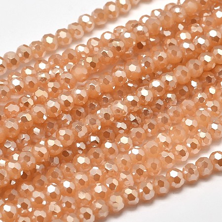 Faceted Round Full Rainbow Plated Imitation Jade Electroplate Glass Beads Strands X-EGLA-J130-FR10-1