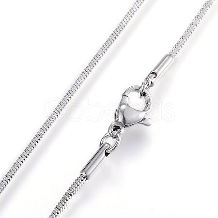 Tarnish Resistant Classic Plain 304 Stainless Steel Mens Womens Snake Chain Necklaces NJEW-A288D-1.2B-P-1