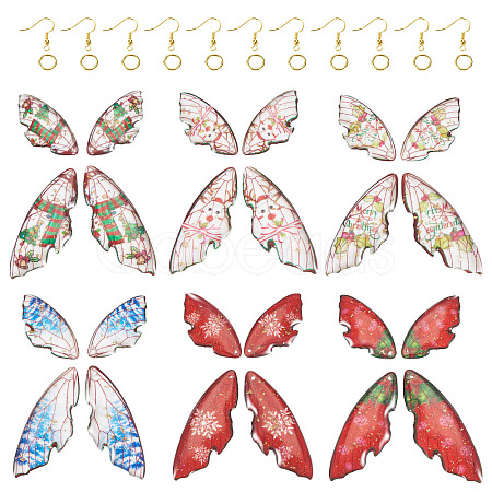 DIY Christmas Theme Epoxy Resin Wing Dangle Earring Kits DIY-TA0010-31-1