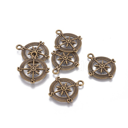 Tibetan Style Alloy Compass Pendants TIBEP-S272-AB-FF-1