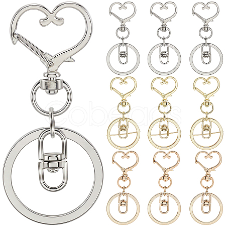 18Pcs 3 Style Alloy Keychain Clasps KEYC-SP0001-49B-1