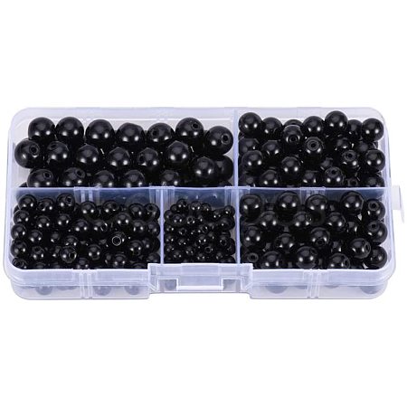 316 Pcs Synthetic Black Stone Round Beads Sets G-PH0019-03-1