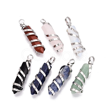 Natural & Synthetic Mixed Stone Pointed Pendants GG-N001-01P-1