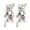 Alloy Connector Charms with ABS Plastic Imitation Pearl, Cat Shape Links, Platinum, 29.5x16.5x5mm, Hole: 1.2mm