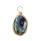 Natural Abalone Shell/Paua Shell Pendants, with Copper Wire, Oval, 19x10x3mm, Hole: 3mm