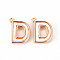 Brass Charms, with Shell, Real 18K Gold Plated, Nickel Free, Letter.D, 11x8.5x2mm, Hole: 0.7mm