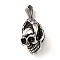 PVD Vacuum Plating 304 Stainless Steel Pendants, Skull, Antique Silver, 26x13.5x14mm, Hole: 7.5x3mm