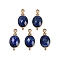 Natural Lapis Lazuli Faceted Pendans, Golden Plated Brass Oval Charms, 20.5x9.5x5.5mm, Hole: 1.7mm