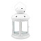 Portable Iron Candle Holder with Clear Glass Window, Vintage Lantern with Hollow Star, White, 11.9x18.5cm, Hole: 65x35mm, Inner Diameter: 8.7x8.5cm