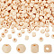 AHADERMAKER 500Pcs Natural Wood Beads, Horizontal Hole, Cube, Floral White, 10x10x10mm, Hole: 3.5mm