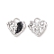 Alloy Enamel Pendants, Light Gold, Heart, Black, 19x18x3mm, Hole: 4x4mm