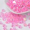 Eco-Friendly Transparent Acrylic Beads, Heart, Pink, AB Color, about 8mm in diameter, 3mm thick, hole: 1mm