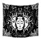 Polyester Tapestry Wall Hanging, Sun and Moon Psychedelic Wall Tapestry with Art Chakra Home Decorations for Bedroom Dorm Decor, Rectangle, Black, 1300x1500mm