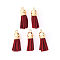 Faux Suede Tassel Pendant Decorations, with CCB Plastic Cord Ends, Light Gold, 33~35x10mm, Hole: 2.5mm