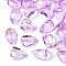 Transparent Spray Painted Glass Charms, with Gold Foil, Petaline, Orchid, 12x8x4.5mm, Hole: 1mm