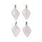 Natural Rose Quartz Pendants, Kite Charms with Stainless Steel Color Plated Stainless Steel Snap on Bails, 28~28.5x18x5.5~6mm, Hole: 5.5x3.5mm