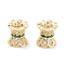 Brass Micro Pave Clear Cubic Zirconia Beads, Column, Real 18K Gold Plated, Wavy edge, Green, 8.2x8mm, Hole: 1.8mm