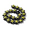 Glass Enamel Beads, Hand Drawn Beads Star with Smiling Face Pattern, Black, 20.5x22x11mm, Hole: 1.6mm