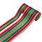 2Rolls 2 Styles Stripe Pattern Printed Polyester Grosgrain Ribbon, for DIY Bowknot Accessories, Colorful, 1roll/style