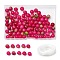 100Pcs Natural White Jade Beads, Round, Dyed, with Strong Stretchy Beading Elastic Thread, Flat Crystal Jewelry String for Jewelry Making, Camellia, 8mm, Hole: 1mm