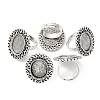 Vintage Adjustable Iron Flower Finger Ring Components Alloy Cabochon Bezel Settings PALLOY-O036-21AS-5