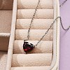 304 Stainless Steel Dark Red Cubic Zirconia Heart Pendant Necklaces for Women NJEW-Z064-04P-3