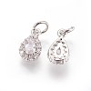 Brass Cubic Zirconia Charms KK-E772-14B-P-1