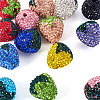 14Pcs 14 Colors Handmade Polymer with Rhinestone Clay Beads CLAY-BT0001-09-2