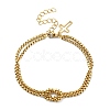 304 Stainless Steel Hollow Cross Charm Bracelet with Double Layer Box Chains BJEW-A002-01G-1
