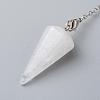 Platinum Tone Brass Crystal Cone Hexagonal Pointed Dowsing Pendulums MAK-M015-01I-8