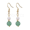 Natural Gemstone Round Dangle Earrings for Women EJEW-JE06334-4