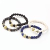 Natural & Synthetic Mixed Gemstone Beaded Stretch Bracelets BJEW-G514-12-1