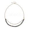 6mm Round Natural Indian Agate Beaded Lariat Necklaces NJEW-JN04964-4