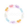 Glass Beaded Flower Wrap Stretch Finger Ring for Women RJEW-MZ00002-02-4