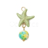 8Pcs 8 Colors Dyed Synthetic Turquoise Starfish Round Pendants PALLOY-JF04128-02-3