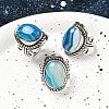 Natural Banded Agate Adjustable Rings RJEW-I108-01AS-06-1